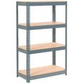 Global Equipment Extra Heavy Duty Shelving 36"W x 12"D x 60"H With 4 Shelves, Wood Deck, Gry 601878